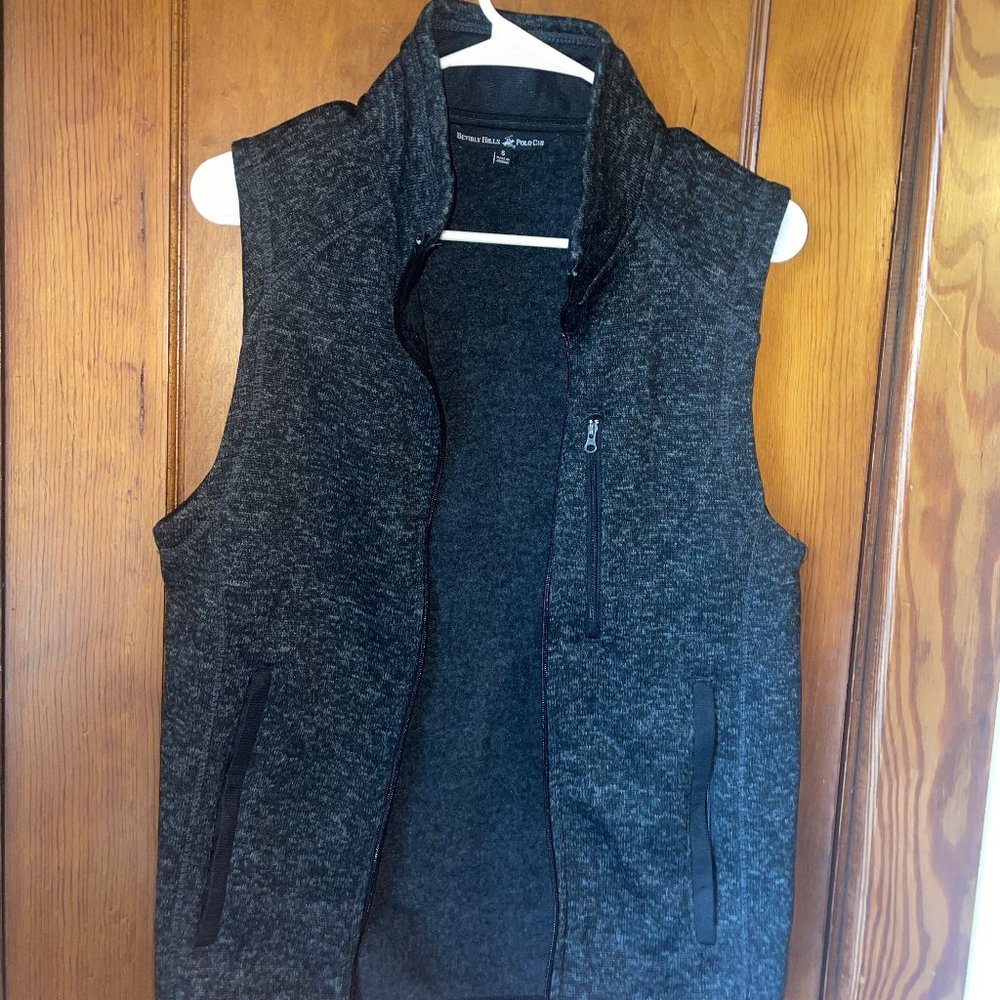 Beverly Hills Polo Club Grey Fleece Vest Zip Up Mens Small